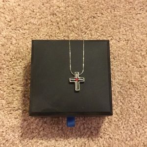 Reversible Small Silver cross Necklace
